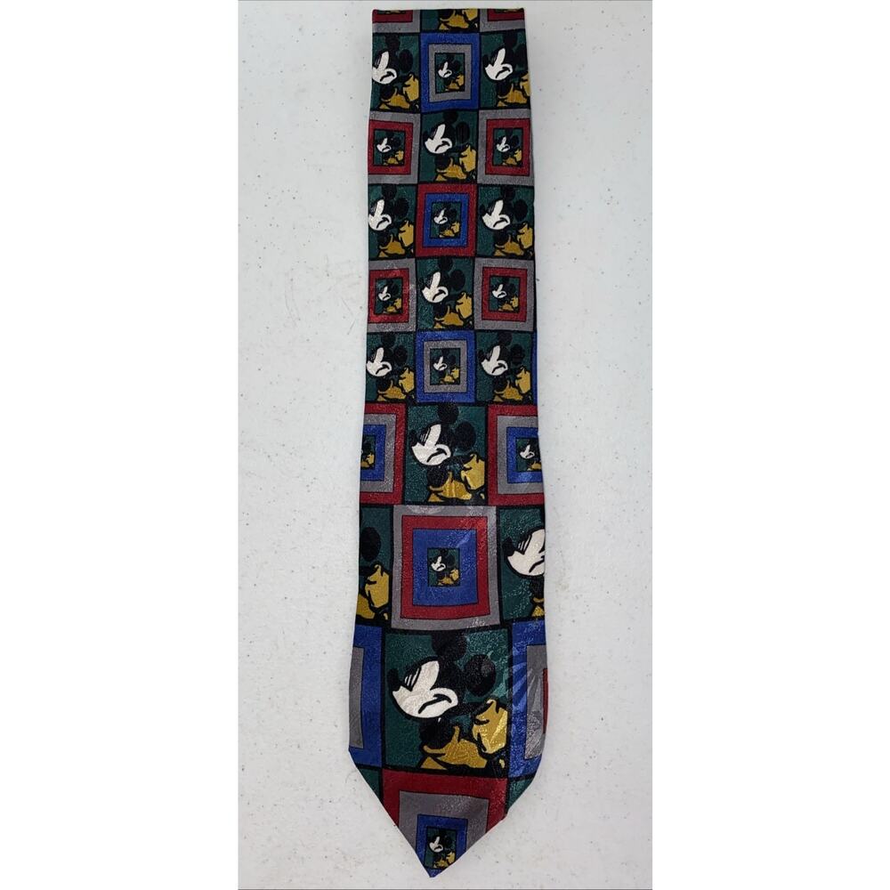 Vintage Disney Unlimited Mickey‎ Mouse Men's Neck Tie Metallic Block Frames 60”